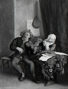 A Man And A Woman Making Music — Cornelis Dusart