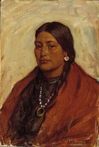 Medicine Shield, Crow Squaw, (painting) — Joseph Henry Sharp
