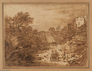 Landscape With Castle And Carriage — トーマス・ゲインズバラ