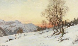 Sunset In The Wengen Alps, Switzerland — Ernest Albert Waterlow