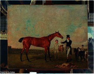 Shoveller Held by her Trainer Will Chifney,