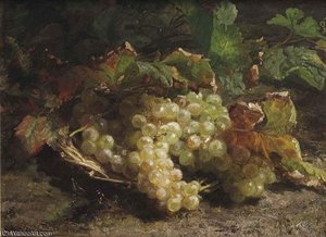 White Grapes In A Wicker Basket