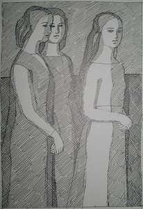 Beatrice With Girlfriends. Illustration To Dante Alighieri's Book 'vita Nova' — Hryhorii Havrylenko