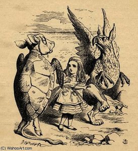 Alice With The Gryphon And The Mock Turtle — Sir John Tenniel, Victorian Illustration