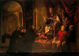 San Ignacio Recibiendo La Aprobación De Las Constituciones Del Papa Paulo Iv — Juan De Valdés Leal