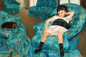 Kleines Mädchen In Einem Blauen Sessel — Mary Stevenson Cassatt, Impressionismus