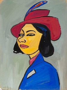 Woman In A Red Hat With Feather — William H. Johnson