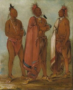Wa-másh-ee-sheek, He Who Takes Away; Wa-chésh-uk, War; Mink-chésk, Three Distinguished Young Men — George Catlin, American School Painting