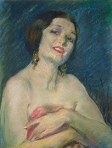 Model Holding Drapery, (painting) — Alice Pike Barney