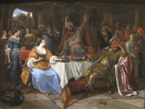 Esther, Ahasuerus, And Haman — Jan Havickszoon Steen, Baroque