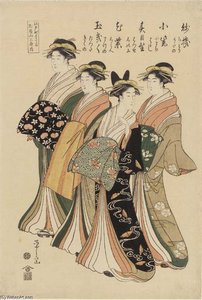 Courtesans From The Tamaya Yamazo Brothel — Chobunsai Eishi