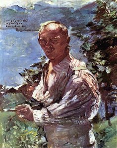 Großes Selbstporträt Vor Dem Walchensee — Lovis Corinth