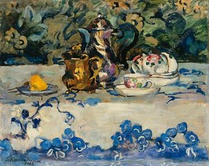 Still Life. Gold And Silver In Japanese Cloth. — Pyotr Konchalovsky