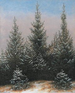 Fir Trees In The Snow — Caspar David Friedrich, Romantic Landscape