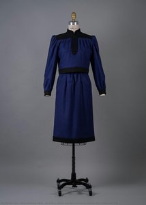 Nina Ricci, Purple and Black Gingham Pattern Wool Dress and Top