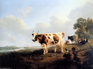 Meadow With Cows Sun — Анријета Ронер-книп