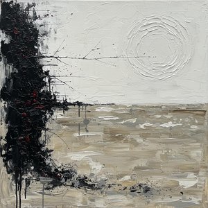 Monolith Of Silence: An Ethereal Study In Shadow And Celestial Relief — Christian Noiret, Contemporary Abstract