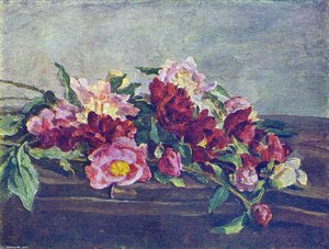 Still Life. Peonies On The Table. — Pyotr Konchalovsky