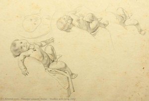 Studies With Lying Child — Theodor Leopold Weller, Munich School