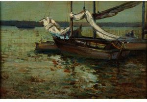 Sailboats At Dockside — Richard Hayley Lever