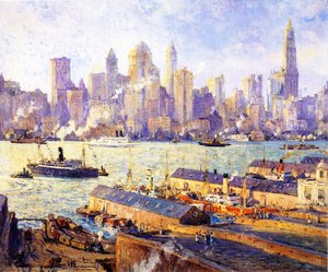 New York From Brooklyn — Colin Campbell Cooper, Impressionism
