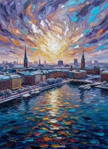 Luminous Transition: The Gilded Quay