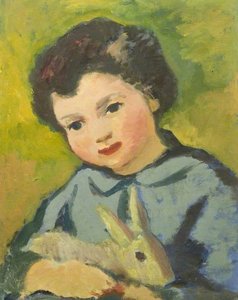 Portrait Of A Child With A Rabbit — Theodor Kern