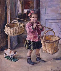 To The Water. Katya With Baskets. — Pyotr Konchalovsky