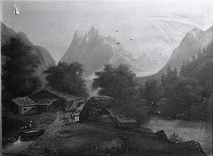The Wetterhorn In Switzerland, (painting) — Charles A Hackett
