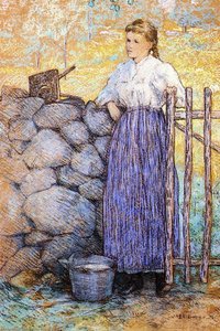 Girl Standing By A Gate — Julian Alden Weir