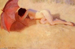 Nu Sous Un Parasol — Albert Ernest Carrier Belleuse