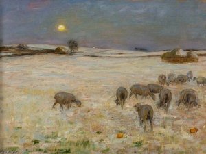 Sheep In Snow — Edward William Stott