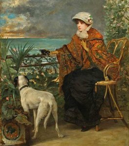 Lady With A Dog — Alfred Émile Léopold Stevens, Academic Realism