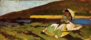 Lady Sitting Outdoors — Giovanni Fattori