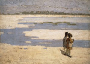 Two Children On The Beach — Theophrastos Triantafyllidis