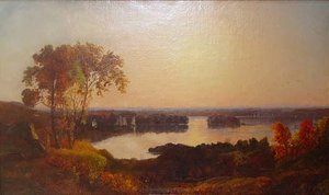 Lake View With Boats, (painting) — Jasper Francis Cropsey