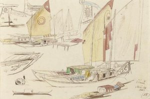 Studies Of Sailing Barges, Venice — Edward Lear