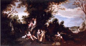 Paisaje Con San Juan Bautista Niño Dormido — Antonio Del Castillo