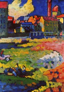 Munich-schwabing Con La Iglesia De Sta. Ursula — Wassily Wassilyevich Kandinsky, Expressionist Landscape