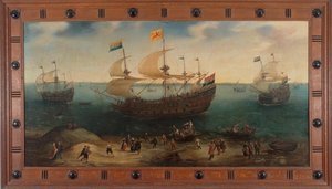 The Amsterdam Four-Master ‘De Hollandse Tuyn’ and Other Ships on their Return from Brazil under the Command of Paulus van Caerden, Hendrick Cornelisz Vroom, c. 1605 - c. 1640