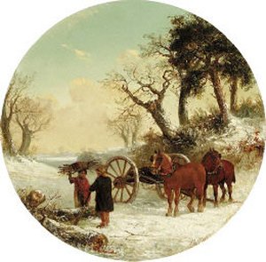 Figures And Horses In A Snow Covered Landscape — Thomas Smythe
