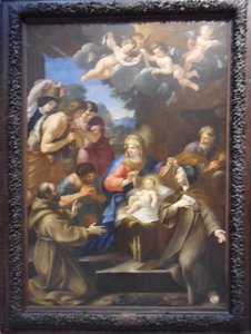 L'adoration Des Bergers En Présence De Saint François D'assise Et De Sainte Claire — Giovanni Francesco Romanelli