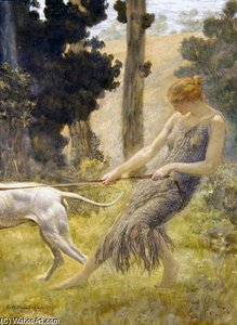 Woman Walking Her Dog — Edward Robert Hughes