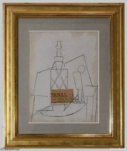 Bouteille Und Glas Auf Einem Tisch — Pablo Picasso
