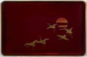 Japanese red laquered tray