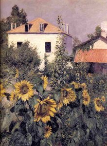 Sunflowers In The Garden At Petit Gennevilliers — Gustave Caillebotte