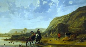 Riverlandscape With Horsemen — Aelbert Jacobsz Cuyp