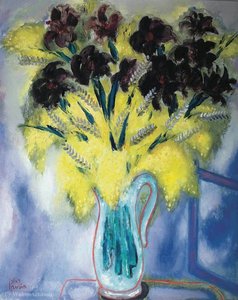 Mimosas And Irises Black — Реувен Рубин