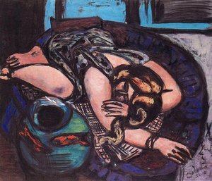 Sleeping Woman With Fish Bowl — Max Beckmann