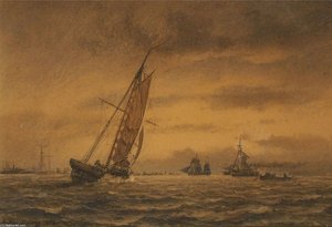 Talrige Sejlskibe På Havet